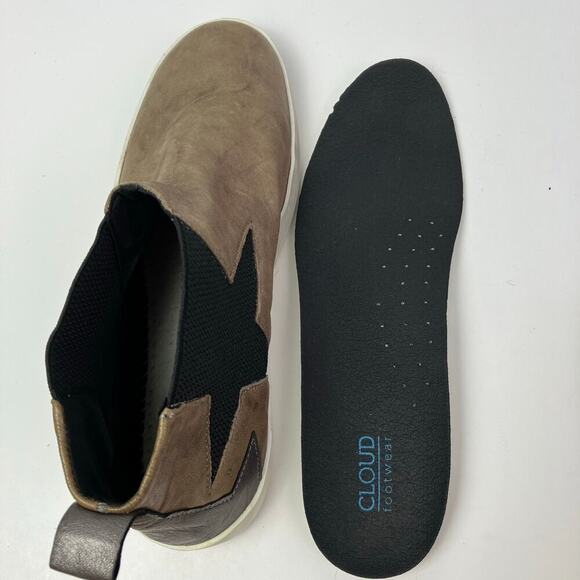 CLOUD Footwear Womens Viva Slip-on Mid Top Sneakers Tan Taupe w Black Star Gore - Picture 14 of 16